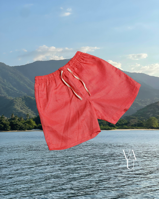 VAU Peach Linen Short